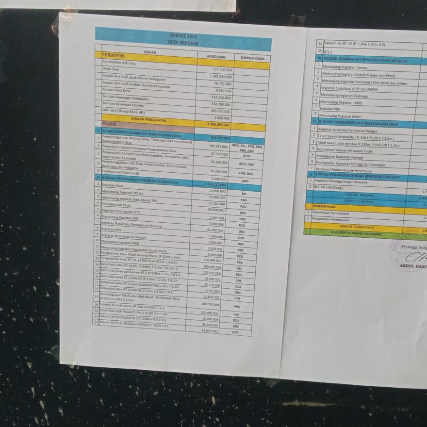 REALISASI ANGGARAN PENDAPATAN DAN BELANJA DESA (APBDes) TAHUN 2024